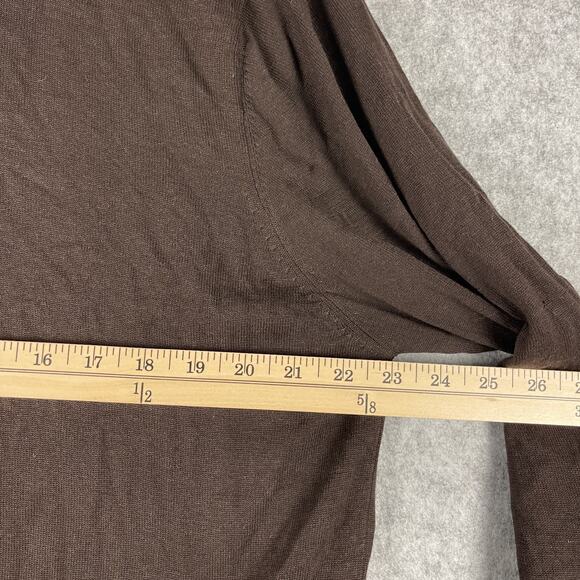 Jos A Bank 100% Silk Polo Sweater Mens XL Brown Long Sleeve Signature Grandpa - Picture 6 of 11